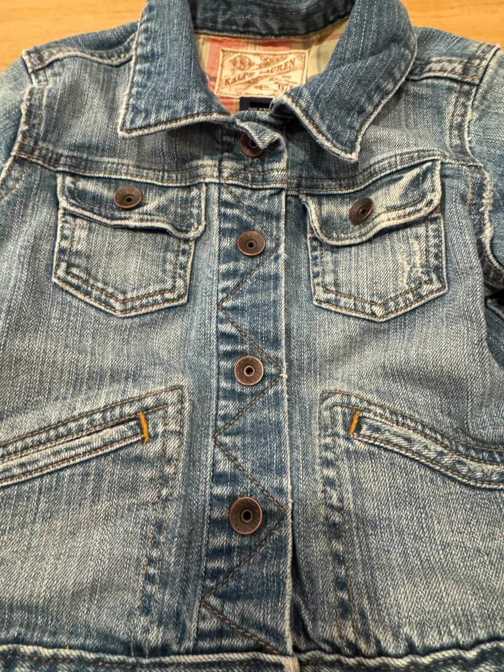 Polo Ralph Lauren Fine Denim Goods Denim Jacket with Plaid Lining Girl's Size 4 - Picture 3 of 11